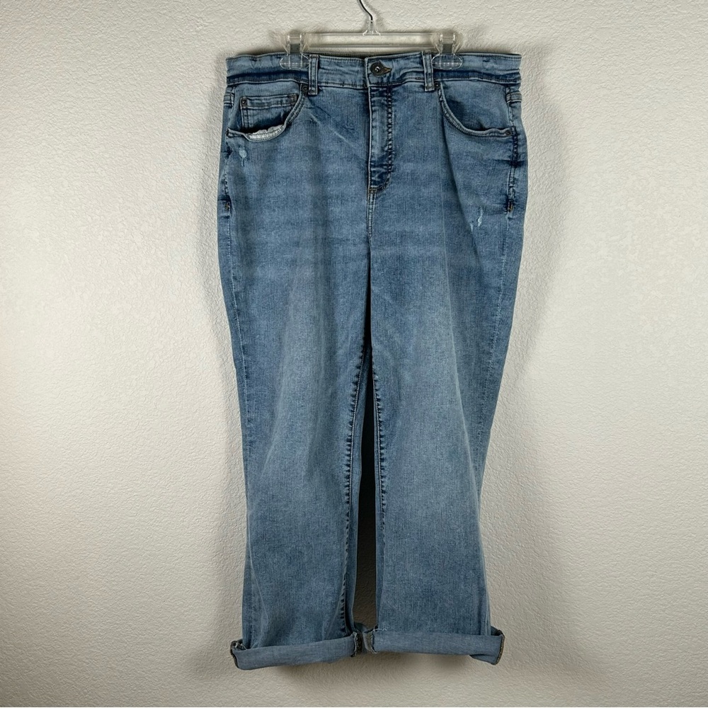 Inc denim high rise crop size 12 boyfriend stretch jeans some distressing